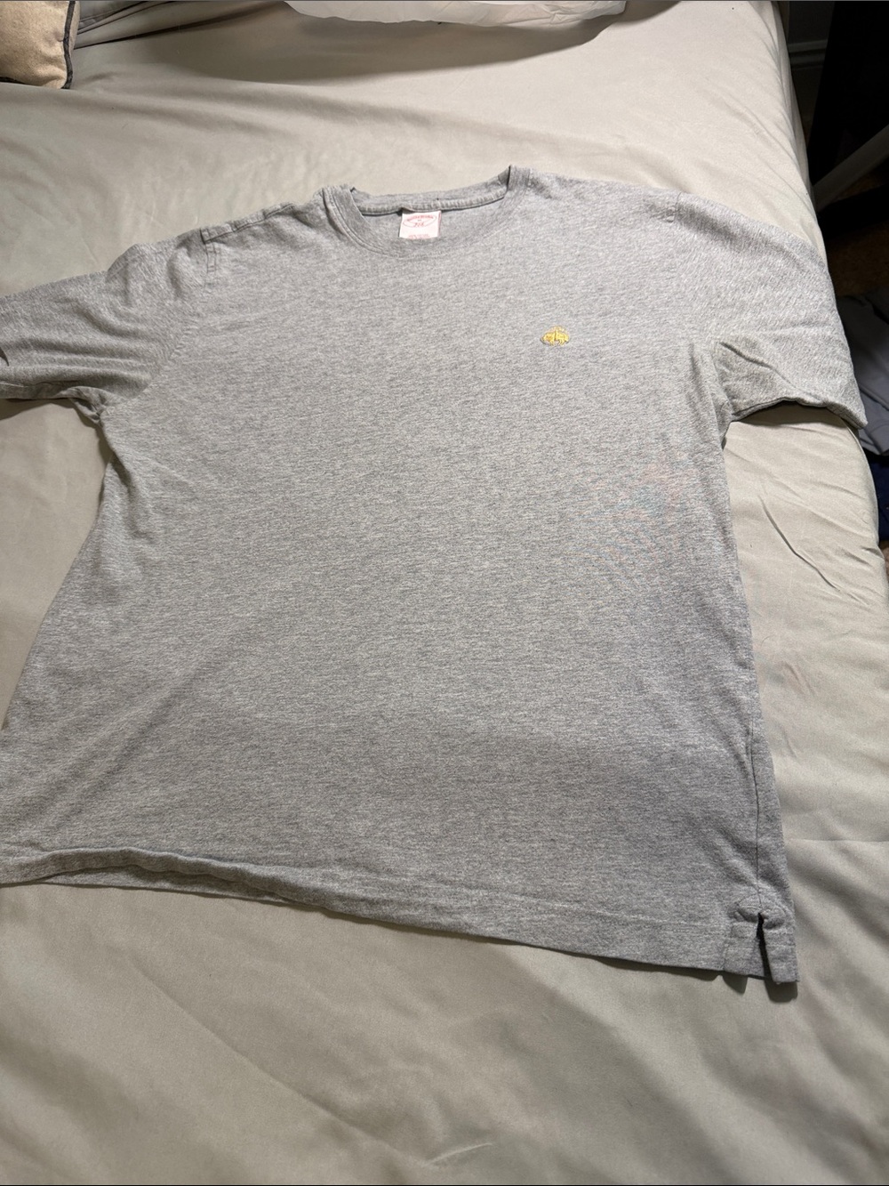 Brooks Brothers Light Heather Gray Short-Sleeve Crewneck Tee with Yellow Logo
